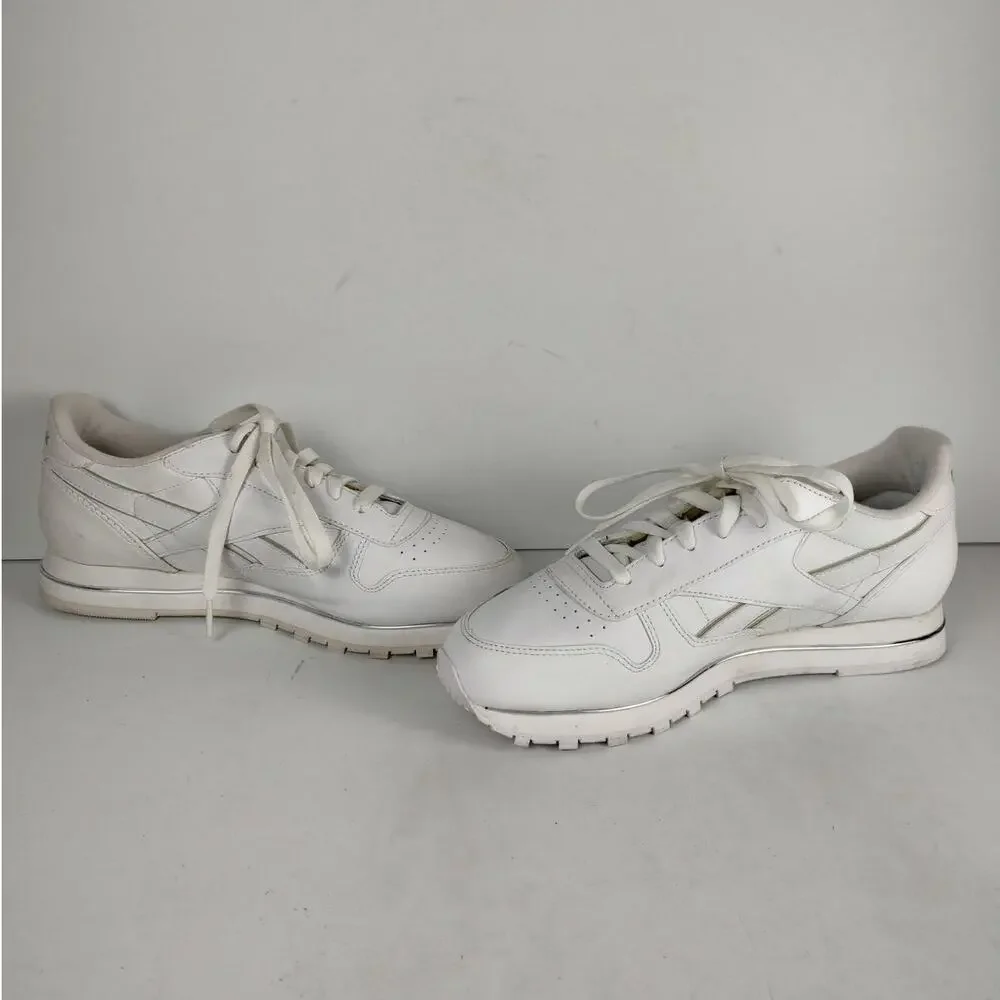 VTG 90s Reebok Classic leather chromed white sneakers womens 9.5 OG box